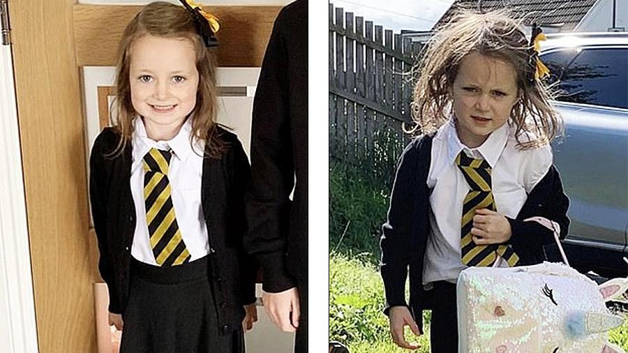Фото первоклашки до и после похода в школу стали хитом в Сети