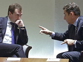 Медведев отказался обсуждать с Саркози «позорную» ситуацию вокруг Сирии
