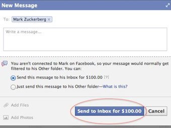 Facebook предложил заплатить  за сообщение Цукербергу