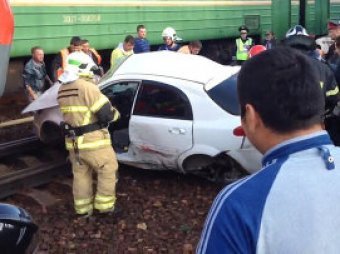 ДТП на Щербинке 26 августа с электричкой и Chevrolet попало на видео