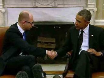Обама встретился с украинским премьером Яценюком и пригрозил России санкциями