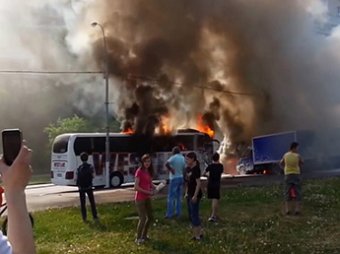 На юге Москвы сгорели два автобуса
