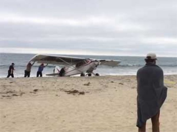 В Калифорнии самолет упал прямо на переполненный отдыхающими пляж