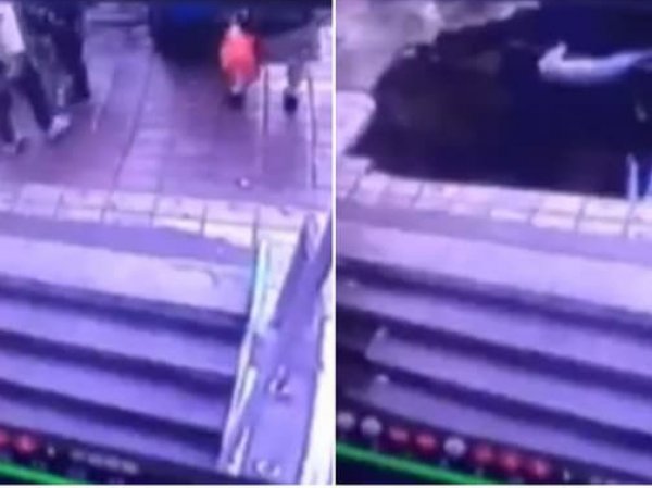 Провал тротуара в Китае "проглотил" четырех человек