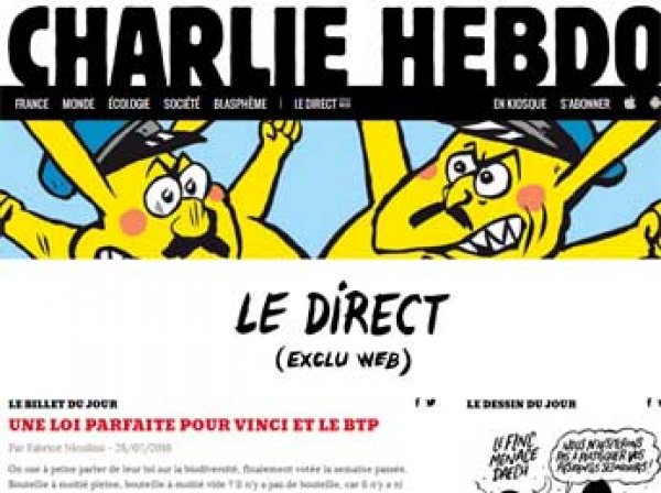 Новый Charlie Hebdo вышел с карикатурой об участии россиян в ОИ-2016 (ФОТО)