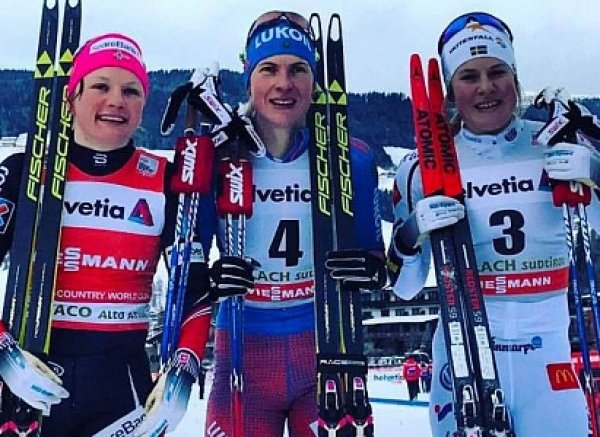 Российские лыжницы выиграли командный спринт на этапе КМ