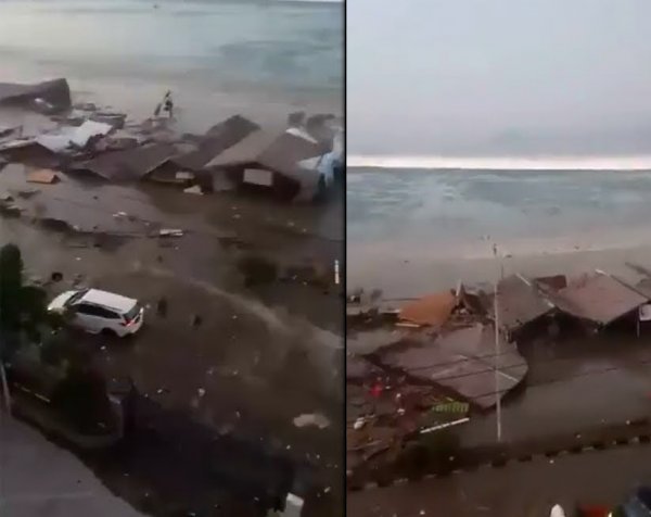 Смертельное цунами в Индонезии попало на видео: 384 погибших