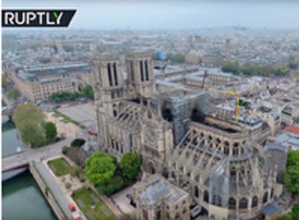 Опубликовано первое фото сгоревшего Нотр-Дама из космоса