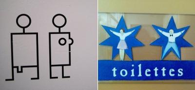 Необычный дизайн туалетных указателей
