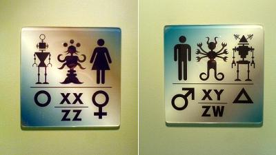 Необычный дизайн туалетных указателей