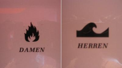 Необычный дизайн туалетных указателей