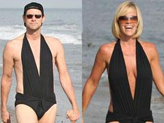 Джим Керри пришел на пляж в купальнике жены