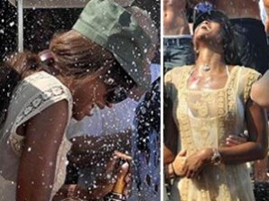 Наоми Кемпбелл приняла душ из шампанского