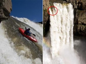 Американец  сбросился на байдарке с 60-метрового водопада