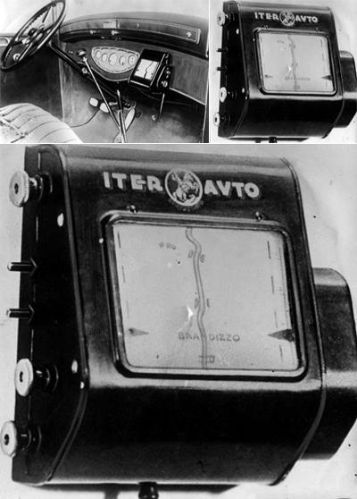 Аналоговый навигатор с прокручивающейся картой, скорость прокрутки которой зависит от скорости автомобиля (1932)