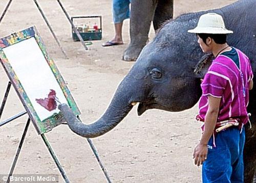 Таиландские слоны поражают мир шедеврами живописи