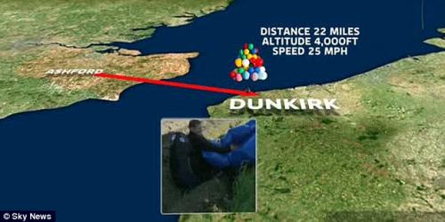 Американец перелетел Ла-Манш на воздушных шариках