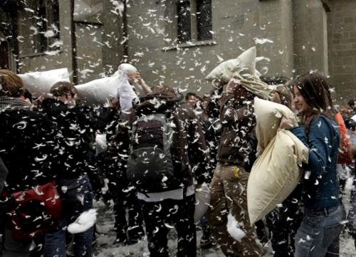 В 150 городах мира подрались  на подушках