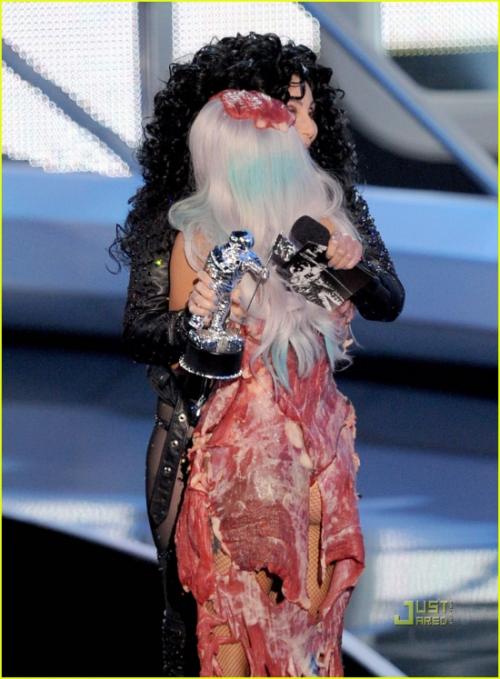 Леди Гага вышла на сцену в мясе