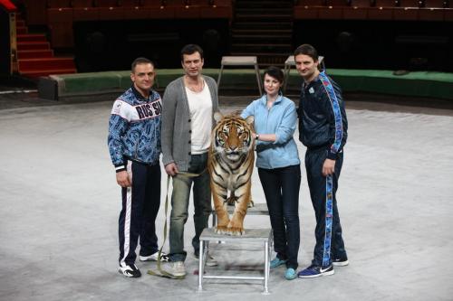 Ольга Погодина и Андрей Чернышов вошли в клетку к тиграм
