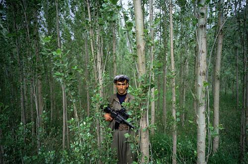 Курдский мятежник в пролеске на Севере Ирака. 