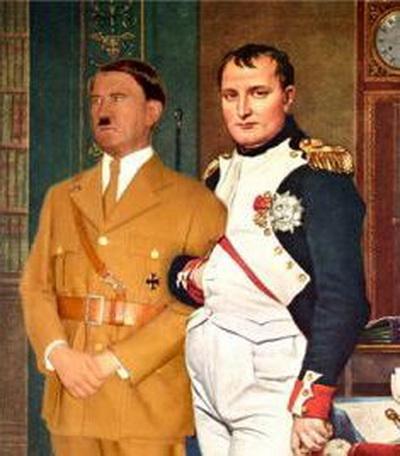 Наполеон проиграл войну в 1816 г.Гитлер проиграл войну в 1945 г.(разница 129 лет)Оба пришли к власти, когда им было по 44 года.Оба напали на Россию, когда им было по 52 года.Оба проиграли войну, когда им было по 56 лет.