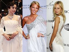 Звезды в белых платьях на красной дорожке