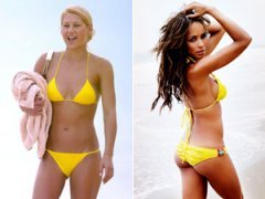 Звезды в бикини цвета солнца