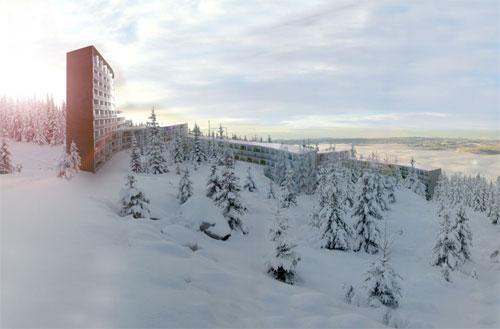 Норвежский отель прогнётся для лыжников «зигзагом»