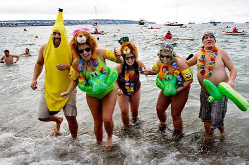 Моржи отметили Новый год заплывами