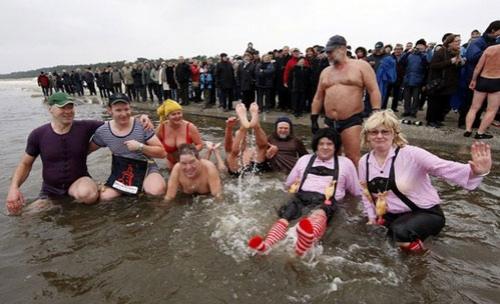 Моржи отметили Новый год заплывами