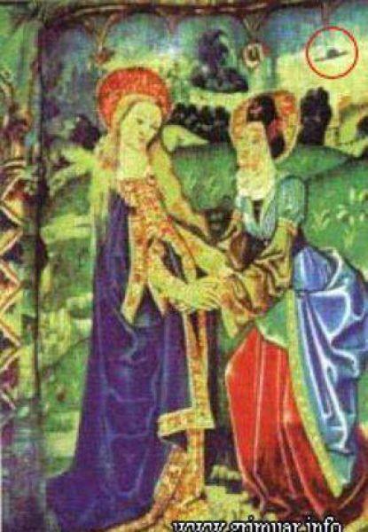 Неопознанные летающие объекты на старых фресках и картинах