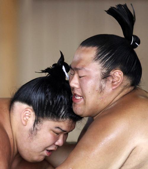 Тренировка борцов сумо в Фукусиме