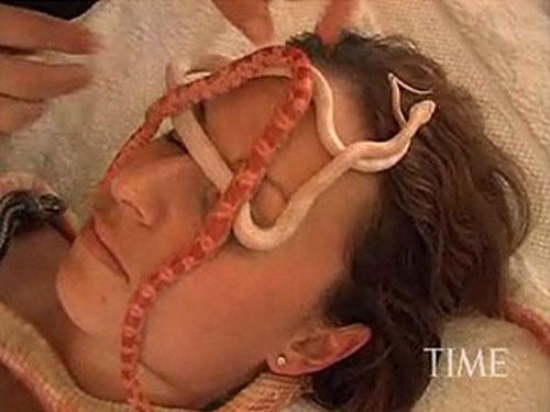 В Израиле практикуют массаж со змеями