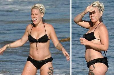Беременные звезды не стесняются демонстрировать себя на пляже