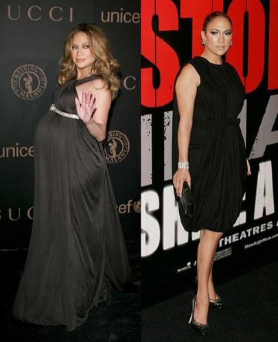 Формы знаменитостей до и после родов