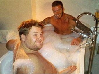 Дэвид Бекхем принял ванну вместе с толстым британским актером