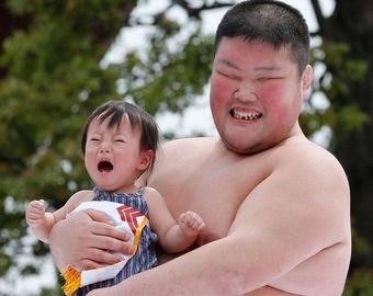 Сумоисты снова довели японских младенцев до слёз