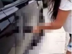 Девушка исправила вмятину на авто с помощью фаллоимитатора