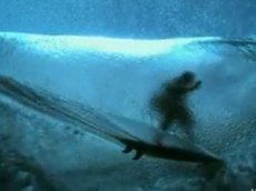 Замедленная съёмка большой волны изнутри