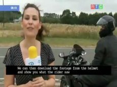 Грузовик протаранил байкера в прямом эфире