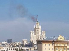 Пожар в сталинской высотке в Москве