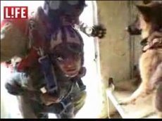 Милиционер вместе со своей овчаркой прыгнул с парашютом