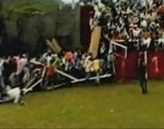 Во время корриды трибуны со зрителями сложились как карточный домик