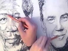 Китаец одновременно написал два портрета разными руками