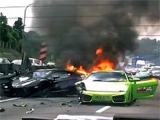 В Малайзии разбились сразу три Lamborghini
