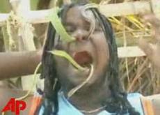 Заклинатель змей научился пропускать их через ноздри