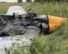 Момент падения легкомоторного самолета в Подмосковье