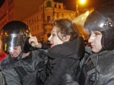 Божена Рынска на митинге на Триумфальной площади