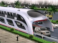 Китайский автобус будущего сможет ездить поверх пробок